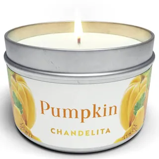 Chandelita Duftkerze Pumpkin mit Zimt für Entspannung & Meditation – Handgemachte Kürbis Duftkerzen aus Sojawachs – Vegane Kerze mit Ätherischen Ölen – Pumpkin Spice Candle – Kerze Kürbis