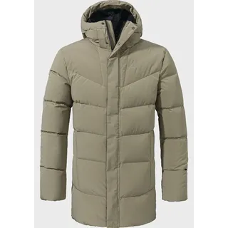 Langjacke SCHÖFFEL "Urban Down Coat Style Cers MNS", Herren, Gr. 56, braun (4725, braun), Oberstoff : 90% Polyester 10% Elasthan (Coating: Polyurethan) Futter : 100% Polyester Futter 2: 100% Polyester Füllung : 80% Daune 20% Federn, regular fit, hoch geschlossener Ausschnitt, Jacken Langjacke