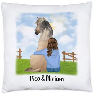 Kiddle-Design Reiterin Kissen inkl. Füllung Personalisiert Pferd Pony Pferdeliebhaber Geschenke Pferdebesitzer Pferdetasse Pferdemotiv Mädchen Reiter Geschenk