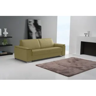 Schlafsofa EGOITALIANO "Cecilia, modern & elegant, erstklassiger Sitzkomfort, Dauerschläfer", grün (pistazie), B:234cm H:85cm T:102cm, Leder »BULL« (echtes Rindsleder). Geschliffenes, pigmentiertes und behandeltes Rindsleder mit einer Dicke von 1, 3-1, 5 mm. Dieses Leder zeigt eine ziemlich weiche Hand mit einem halb undurchsichtigen Aussehen. Es handelt sich um ein geschütztes Leder. Eine leichte Deckschicht schützt sie vor Flecken, ohne ihre ursprünglichen Eigenschaften zu verändern. Die geschützten Leder
