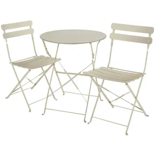 tectake Bistrotisch SET Frieda, Belastbarkeit Stuhl 120 kg, creme , Creme , Textil , Gartenmöbel, Gartengarnituren, Balkonmöbel-Sets
