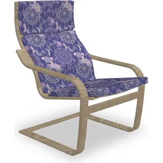 ABAKUHAUS Boho Poäng Sessel Polster, floral Dreamcatchers, Sitzkissen mit Stuhlkissen mit Hakenschlaufe und Reißverschluss, Lavendel Dunkle Lavendel