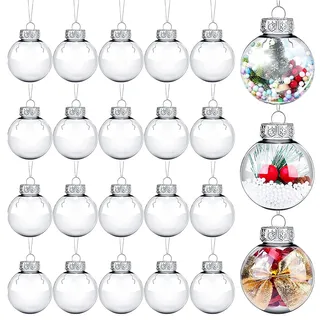 20PCS Klar Weihnachtskugeln,Befüllbare DIY Christbaumkugeln aus Plastik,6cm Basteln,Durchsichtige Kunststoffkugeln, Baumschmuck,Christbaumschmuck,Weihnachten Deko