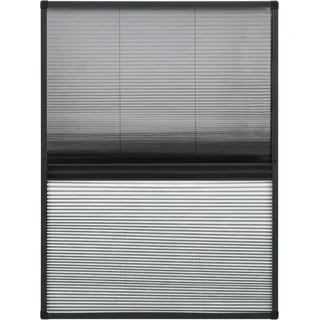 vidaXL Insektenschutz-Plissee für Fenster Alu 80x120 cm mit Jalousie - Grau
