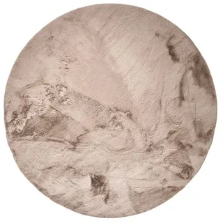 benuta Fellteppich Dave, rund, Höhe: 31 mm, Teppich Wohnzimmer, Schlafzimmer, Esszimmer, Flur, Kunstfaser, Cozy grau Ø 80 cm x 31 mm