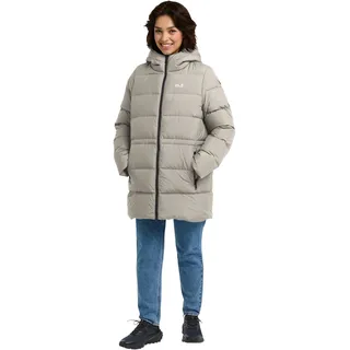 Jack Wolfskin Daunenmantel "FROZEN PALACE LONG JKT W RDS" mit Kapuze, wärmeisolierende Daunenfüllung, winddicht, pale sand