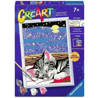Ravensburger CreArt Serie D - Traumhafte Katze | Malen nach Zahlen | Malset | Maße 25 x 18,30 cm | Spiele für Kinder 7 Jahre | Geschenkideen | Geschenk für Kinder 7 Jahre