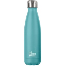 Irisana – Edelstahl-Wasserflasche – 350 ml – Blau – 7 x 7 x 23 cm – mit Neoprenhülle – für heiße und kalte Getränke – Bbo-Kollektion