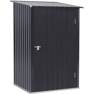 Outsunny Gerätehaus mit Pultdach 1 x 1 m Metall Gartenhaus 0,92m2 verzinkter Stahl Grau , Dunkelgrau , 103x160x100 cm , Gartenzubehör, Geräteschuppen