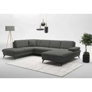 sit&more Wohnlandschaft »Morris Jubi U-Form, B: 300 cm« mit Armteilfunktion & 1 Zierkissen, optional Bettfunktion, grau