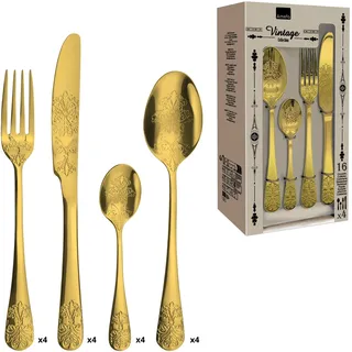 AMEFA - Tafelbesteck 16-teilig für 4 Personen – Zeremonie – Edelstahl 18/0, glänzende Oberfläche – Gold