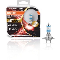 OSRAM NIGHT BREAKER 200, H7, +200% mehr Helligkeit, Halogen-Scheinwerferlampe, 64210NB200-HCB, 12V PKW, Duo Box (2 Lampen)