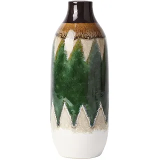 VICTOR&TERESA Vase Deko für Zuhause,Pfau Grün & Beige Porzellan blumenvase,vase für tulpen,Moderne Bauernhaus Vase für Tisch,Kaminsims Akzent,Bücherregal,Wohnzimmer & Tafelaufsatz,Geschenk 23cm