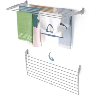 Foxydry Fold Down, Wäscheständer zur Wandmontage, vertikal, zusammenklappbar, für Innen und Außen, aus Aluminium und Stahl 118x50x50 cm (Grau, 118 cm)