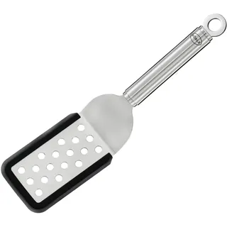 Rösle Sandwich-Palette gekröpft mit Lochung Silikon, Hochwertiger Edelstahlwender mit Rundgriff und Aufhängeöse, Silikonrand, Edelstahl 18/10, 26 cm,