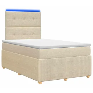 LED Boxspringbett mit Matratze Creme 120 x 200 cm Stoff - Creme