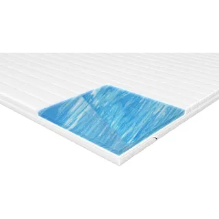 Matratzenauflage mit Gelschaum-Topper und Mikrofaserbezug in der Größe 200x200 cm.