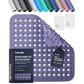 homerella Duschmatte rutschfest 53x53cm Antirutschmatte Dusche inkl 2 Haken