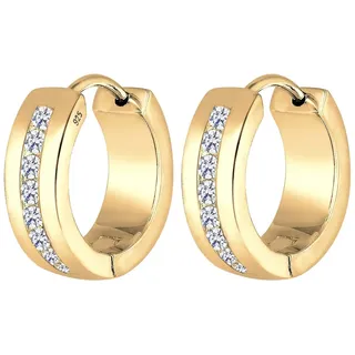 Elli Ohrringe Damen Basic Creolen Creole mit Zirkonia Steinen Kristalle in 925 Sterling Silber