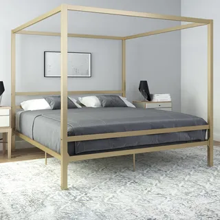 DHP Modernes Himmelbett aus Goldmetall Super-Kingsize, 213 x 199 x 187 cm (L x W x H)