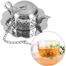 Teesieb aus Edelstahl für losen Tee, Blattsieb, Filter, Diffusor, Kräuter-Gewürze, Teekannenform
