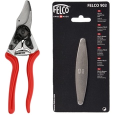 Felco 16 Baum, Reb und Gartenschere, Linkshänder, rot & 154261 903 Schleifstein, Wetzstein mit Diamant-Beschichtung, für Messer der Gartenscheren geeignet-903, grau Länge 100mm