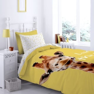 Catherine Lansfield Giraffe Bettwäsche-Set, 140 x 220 + 65 x 65 cm