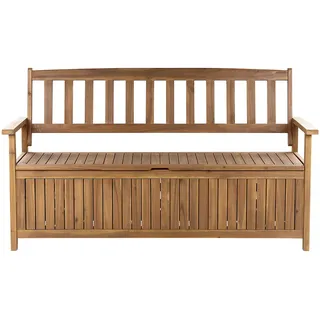 Beliani Gartenbank Akazienholz hellbraun mit Stauraum 160 cm Sovana , Hellbraun , Holz , 160x91x60 cm , Gartenmöbel, Gartenbänke
