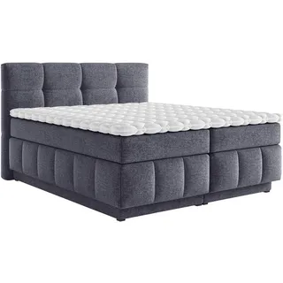 Carryhome Boxspringbett , Dunkelblau , Textil , H2 + H3 , 7-Zonen , 140x200 cm , Bettkasten, Topper durchgehend, Wendematratze mit unterschiedlichen Härtegraden, in verschiedenen Größen erhältlich, Matratze in verschiedenen Härtegraden erhältlich , Schlafzimmer, Betten, Boxspringbetten