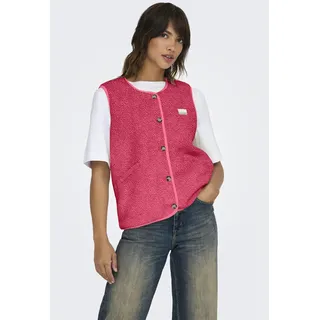 Plüschweste ONLY "ONLBABY LIFE TEDDY VEST PNT CS", Damen, Gr. S, pink lemonade detail:vintage batch, Plüsch, Obermaterial: 100% Polyester, unifarben, bequem hüftlang, Rundhals, Westen Plüschweste, Kunstfaser Plüsch, Topseller