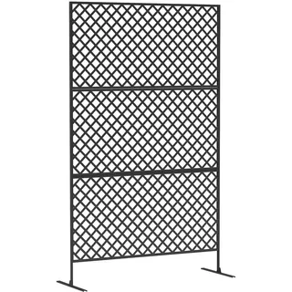 Outsunny Raumteiler 3-teilig 122x 198 cm , Schwarz , Metall , 45x198 cm , Sonnenschutz, Sichtschutz
