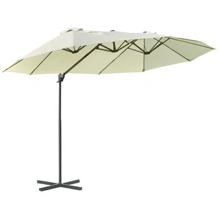 Doppelsonnenschirm Ampelschirm Doppelschirm mit Kurbel Verstellbarer Gartenschirm Sonnenschutz Metall Cremewei? 440 x 270 x 250 cm - Weiß