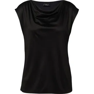s.Oliver Wasserfallshirt S.OLIVER BLACK LABEL, Damen, Gr. 38, schwarz, Web, Obermaterial: 100% Viskose, unifarben, normal hüftbedeckend, Wasserfallausschnitt, Shirts Wasserfallshirt, mit Wasserfall-Kragen und aus reiner Viskose, Topseller