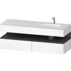 Duravit Qatego Einbauwaschtisch mit Konsolenwaschtischunterbau, 1600x550x600mm, Nische Graphit Matt, Becken rechts, QA4796049, Farbe: Weiß Supermatt/mit Nischenbeleuchtung