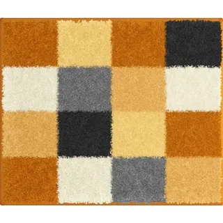 Grund Badteppich , Gelb, Schwarz, Weiß , Textil , Karo , rechteckig , 50x60 cm , Oeko-Tex® Standard 100, Made in Europe , rutschfest , Heimtextilien, Badtextilien, Badematten