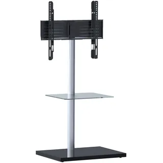 VCM Nalano TV-Rack 100 x 60 cm Silber/Schwarz Aluminium/Glas