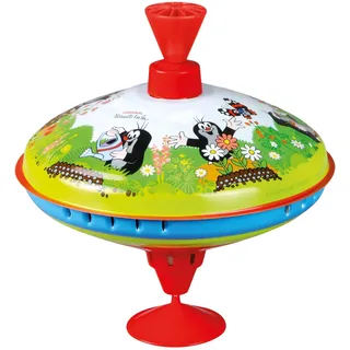 Lena tin Toys 52249 - Brummkreisel Ø19 cm Der kleine Maulwurf, Metall Kreisel, Schwungkreisel aus Blech, klassischer Pumpkreisel, Blechkreisel mit Spitze, Spielzeugkreisel für Kinder ab 18 Monate