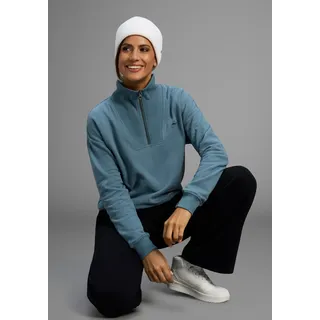 Sweatshirt KANGAROOS, Damen, Gr. 48/50, blaugrün, angeraute Sweatware, Obermaterial: 60% Baumwolle, 40% Polyester, figurumspielend hüftbedeckend, Rippbündchen, Sweatshirts Sweatshirt, mit Troyer-Kragen