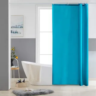 Furlinic Schmaler Duschvorhang für Eck Dusche und Kleine Badewanne, Badvorhang Textil aus Polyester Stoff schimmelresistent Wasserabweisend und Waschbar,Aquamarine 85x180 mit 6 Duschvorhangringen.