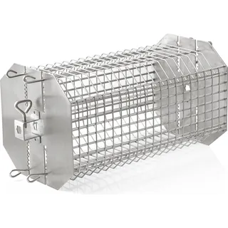 BBQ-Toro Edelstahl Grillrondell für Drehspieß, Universal Grillkorb für Grillspieß, Tumbler Käfig Korb für Rotisserie - Silber
