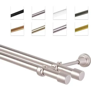 MDEKOR Vorhangstange 2-läufig Ø 19 mm 320 cm Silber