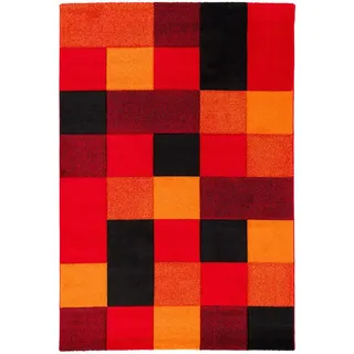 Pergamon Designer Teppich Brilliant Karo , Rot, Orange , Textil , 200x290 cm , Teppiche und Böden, Teppiche