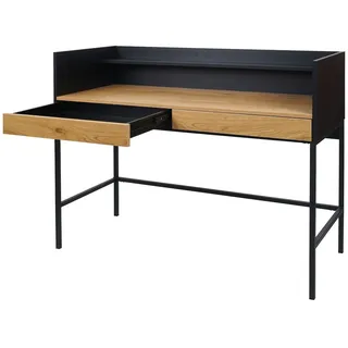 Mendler Schreibtisch HWC-J79, Bürotisch Computertisch Arbeitstisch, Schublade 120x50cm Holz Metall ~ Eiche-O