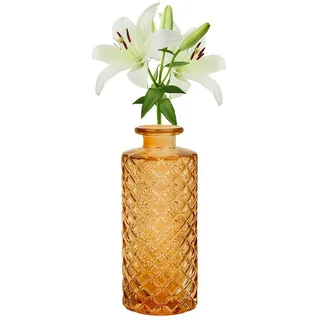 Bernsteinglasvase, kleine Diamant-Vasen, Mini-Blumenvase, Vintage, dekorative Flasche für Tafelaufsätze, Tischdekoration, Hochzeitsempfang, Heimdekoration
