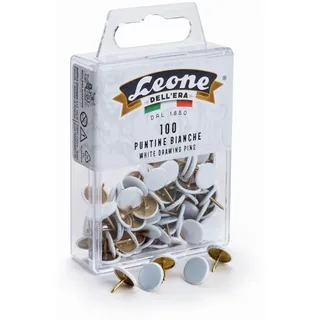 Leone Dell'Era Bunte Reißzwecken Löwe des Era - Weiß in Hängebox mit 100 Stück