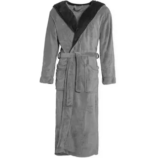 CELINATEX Texas Bademantel Kapuze M anthrazit schwarz Mikrofaser Damen Herren Morgenmantel Coral Fleece Mantel
