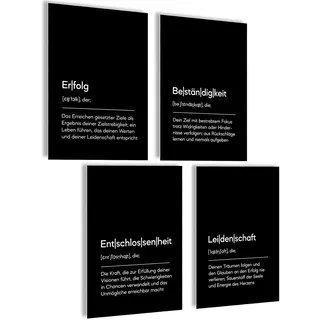 Motivation Poster Bilder für Büro, Badezimmer und Küche - Aesthetic Fitness Poster, Growth Mindset, Gym Deko - Schwarz Weiß