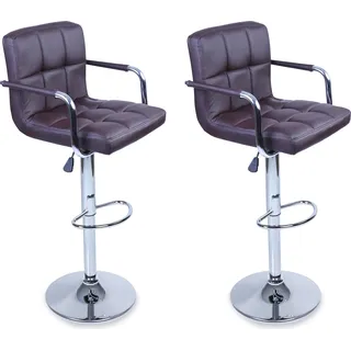 TRESKO® 2er Set Barhocker Braun mit Armlehnen Lehne Barstuhl Hocker Tresenhocker - Braun