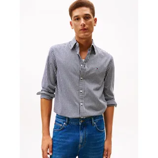 Langarmhemd TOMMY HILFIGER "FLEX POPLIN BIG GINGHAM", Herren, Gr. L, N-Gr, schwarz, check, Web, Obermaterial: 100% Baumwolle, regular fit, Manschette, Hemden Langarmhemd, regular fit, Button-down-Kragen