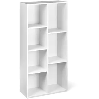 Amazon Basics Bücherregal mit 7 Fächern, Büroregal, Wohnzimmer, Schlafzimmer, Würfel, Weiß, 50 x 24 x 106 cm